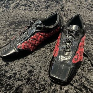 Black and Red Lace-Up Shoes